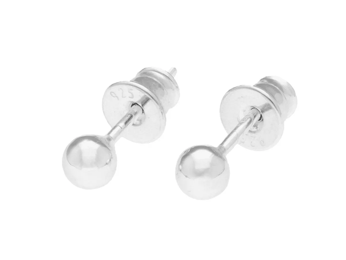 P3I41 KOLCZYKI KULKA 4 mm SREBRO 925 - 1 PARA