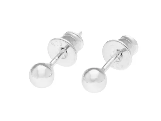 P3I41 KOLCZYKI KULKA 4 mm SREBRO 925 - 1 PARA