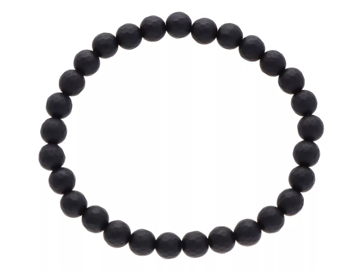 R2O99 BRANSOLETKA ONYKS MATOWY KULE FASETOWANE 6 mm