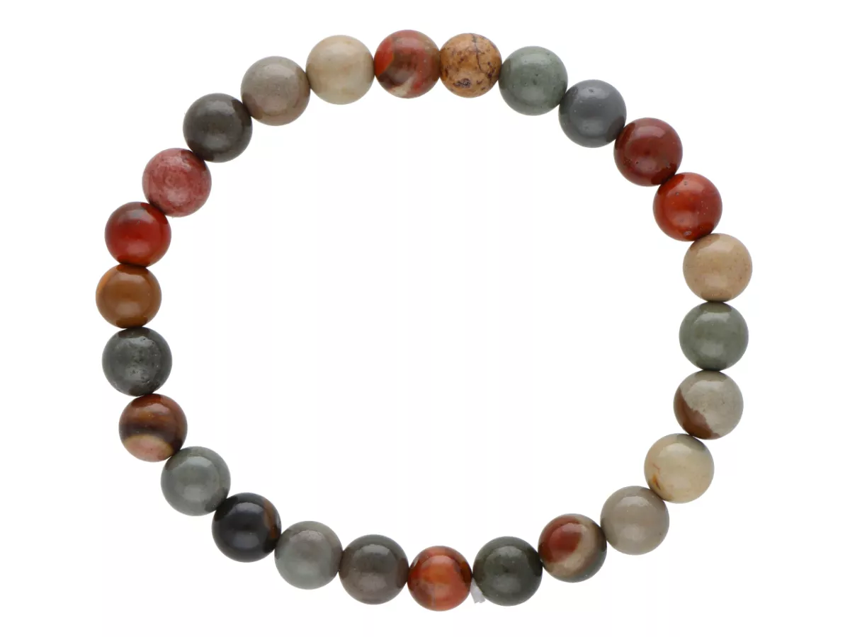 R3P66 BRANSOLETKA JASPIS MORSKI BRĄZOWY KULE 6,5 mm