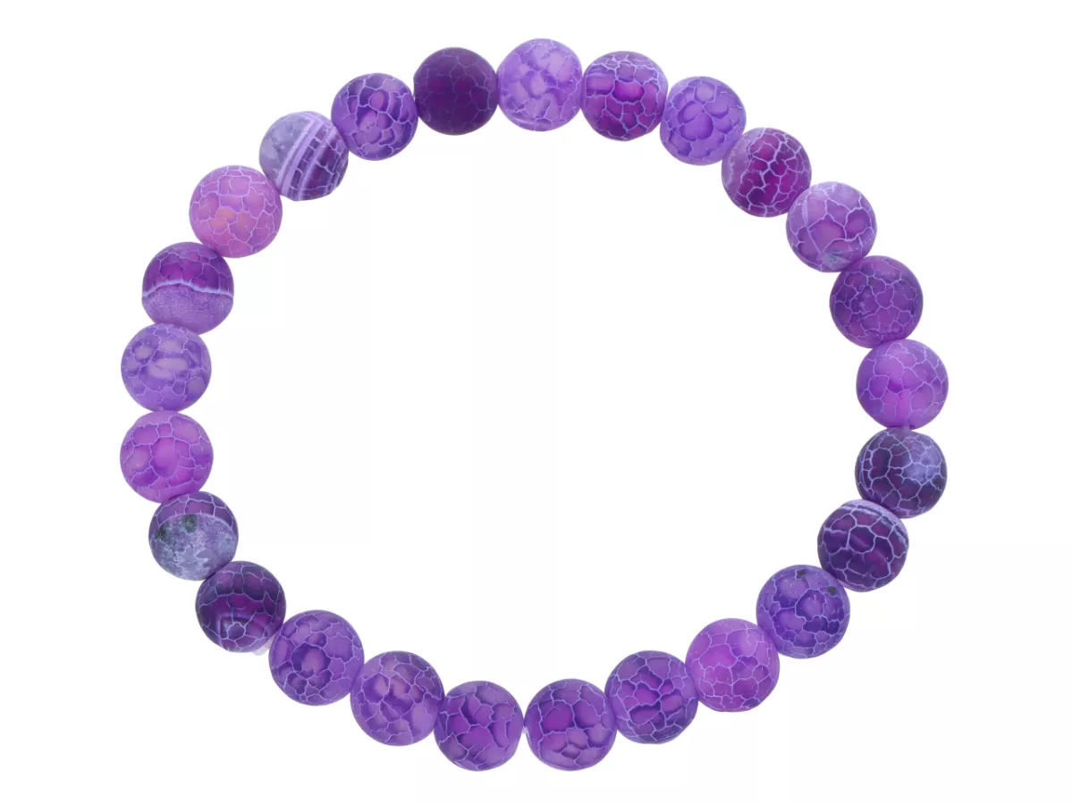 R4H91 BRANSOLETKA AGAT TRAWIONY KULE 8 mm