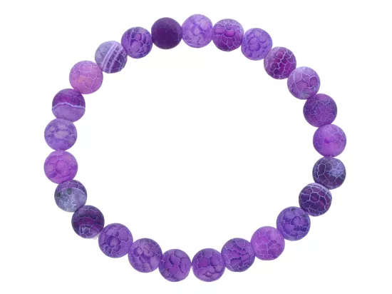 R4H91 BRANSOLETKA AGAT TRAWIONY KULE 8 mm