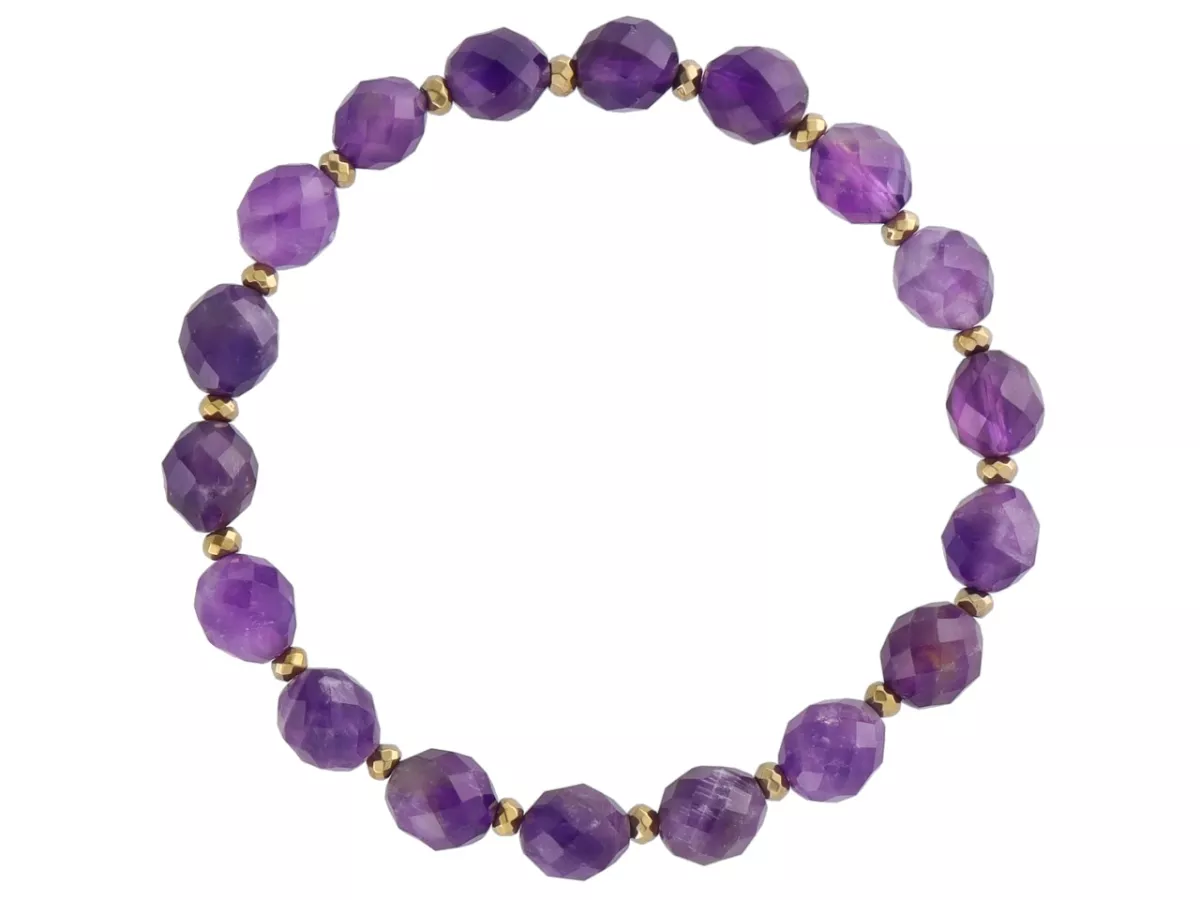 R4U49 BRANSOLETKA AMETYST JASNY OWAL FASETOWANY 7/8 mm