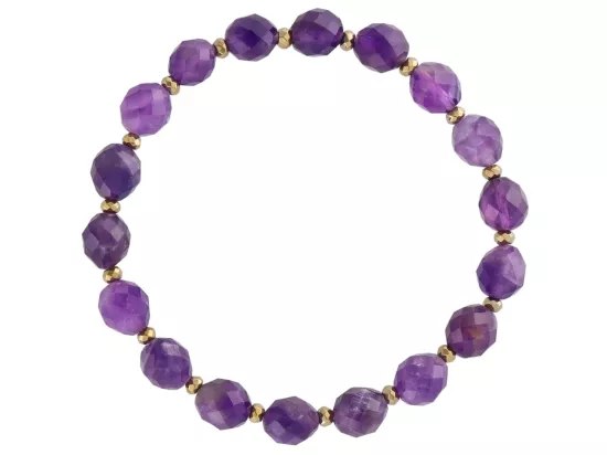 R4U49 BRANSOLETKA AMETYST JASNY OWAL FASETOWANY 7/8 mm