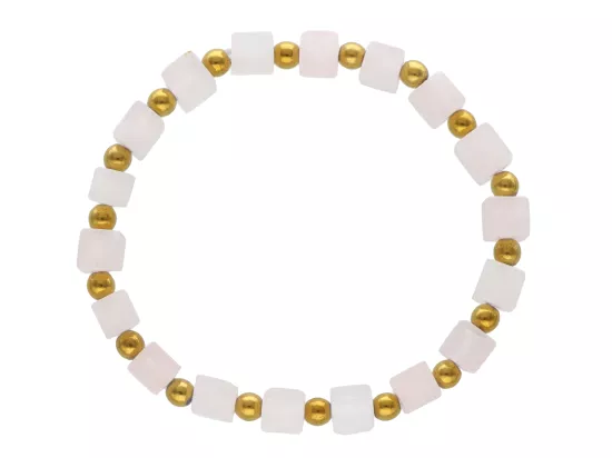 R4K65 BRANSOLETKA KWARC RÓŻOWY KOSTKI 6,5 mm