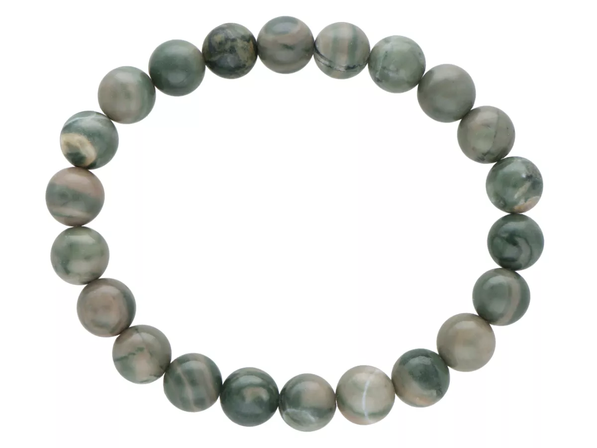 R3P63 BRANSOLETKA JASPIS MORSKI KULE 8,5 mm