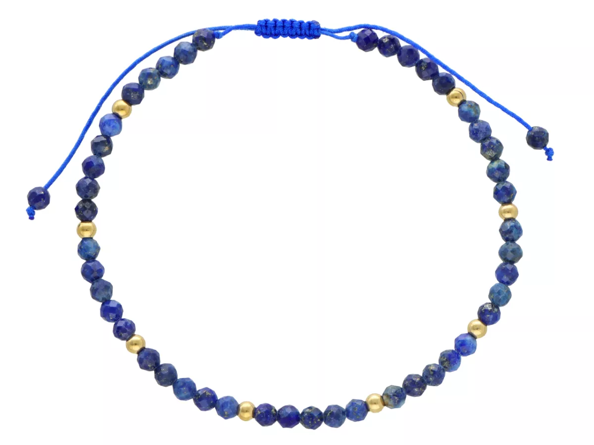 R4O07 BRANSOLETKA SHAMBALLA LAPIS LAZULI I STAL CHIRURGICZNA
