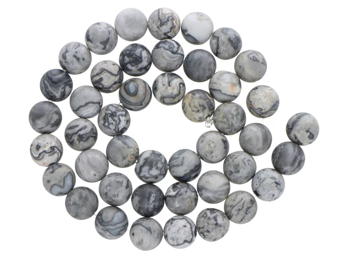 K6N87 JASPIS PICASSO SZARY PÓŁMAT 8,5 mm - 1 SZNUR