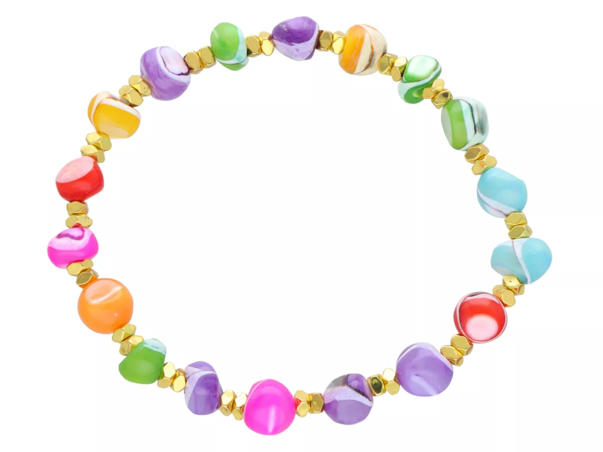 R4K74 BRANSOLETKA MASA PERŁOWA I HEMATYT