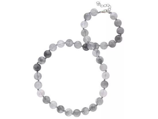 N2B57 NASZYJNIK AGAT POPIELATY KULE 10 mm