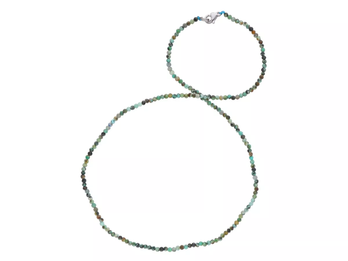 N2P29 NASZYJNIK TURKUS AFRYKAŃSKI KULE FASETOWANE 2 mm