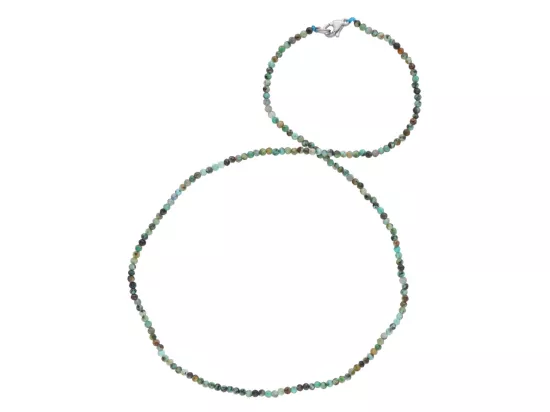 N2P29 NASZYJNIK TURKUS AFRYKAŃSKI KULE FASETOWANE 2 mm