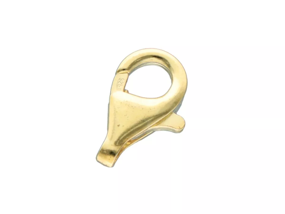 P3H52 ZAPIĘCIE KARABIŃCZYK 13 mm SREBRO 925 POZŁACANE - 1 SZTUKA