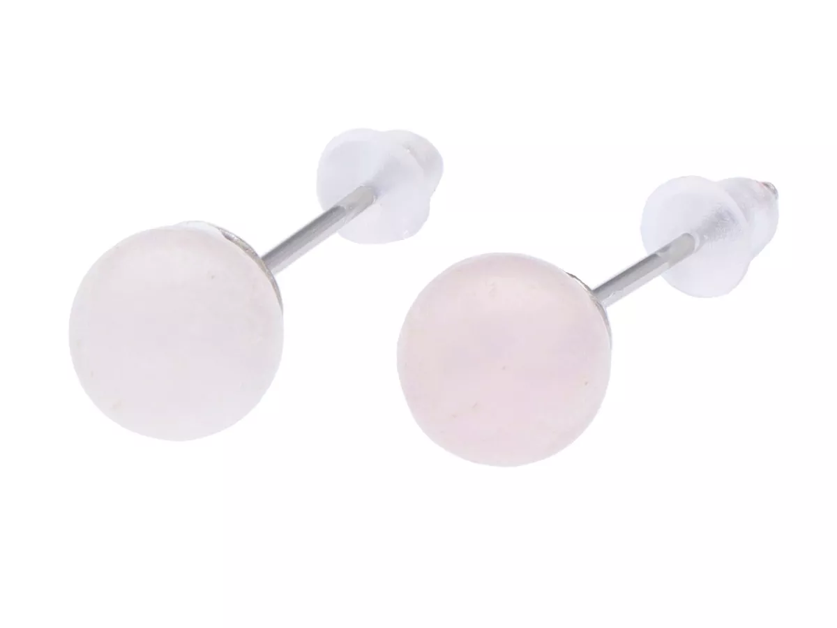 U1W76 KOLCZYKI KWARC RÓŻOWY I STAL CHIRURGICZNA 1 PARA