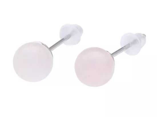 U1W76 KOLCZYKI KWARC RÓŻOWY I STAL CHIRURGICZNA 1 PARA