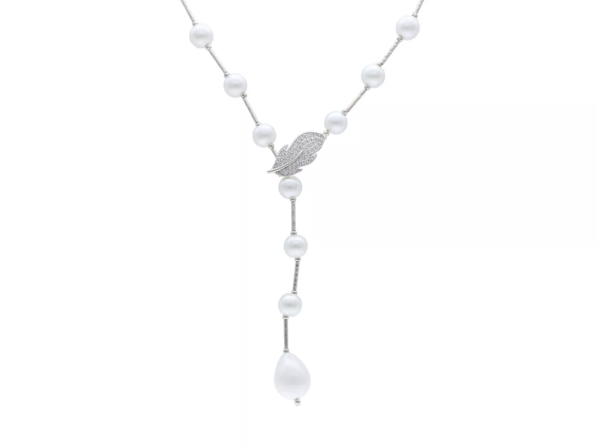 N2P46 NASZYJNIK PERŁY SZKLANE