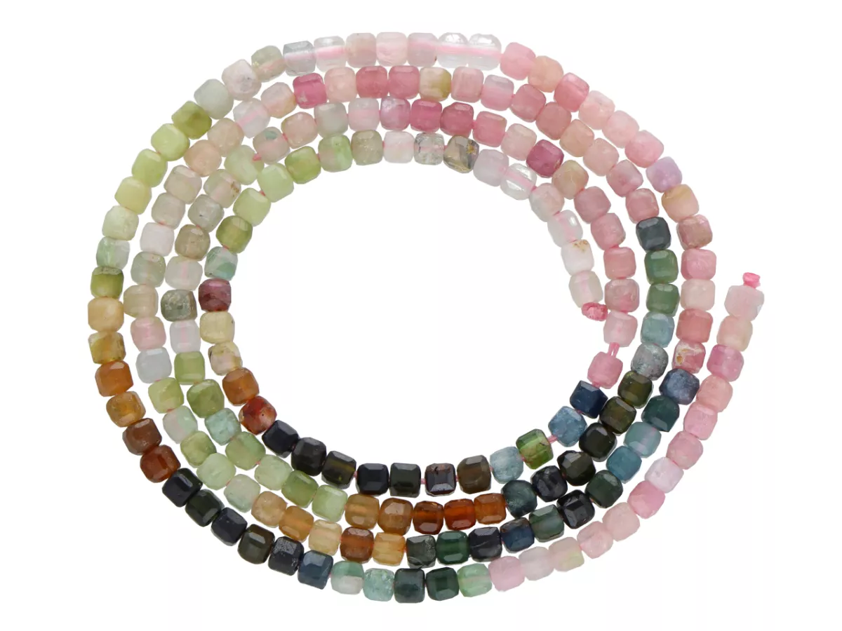 K7M39 TURMALIN KOSTKI FASETOWANE 2/2 mm - 1 SZNUR