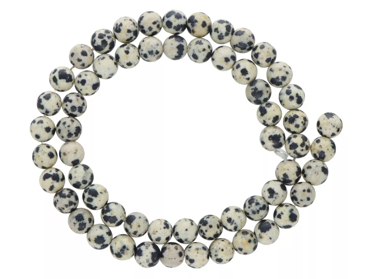 K7O51 JASPIS DALMATYŃSKI MATOWY KULE 7 mm - 1 SZNUR