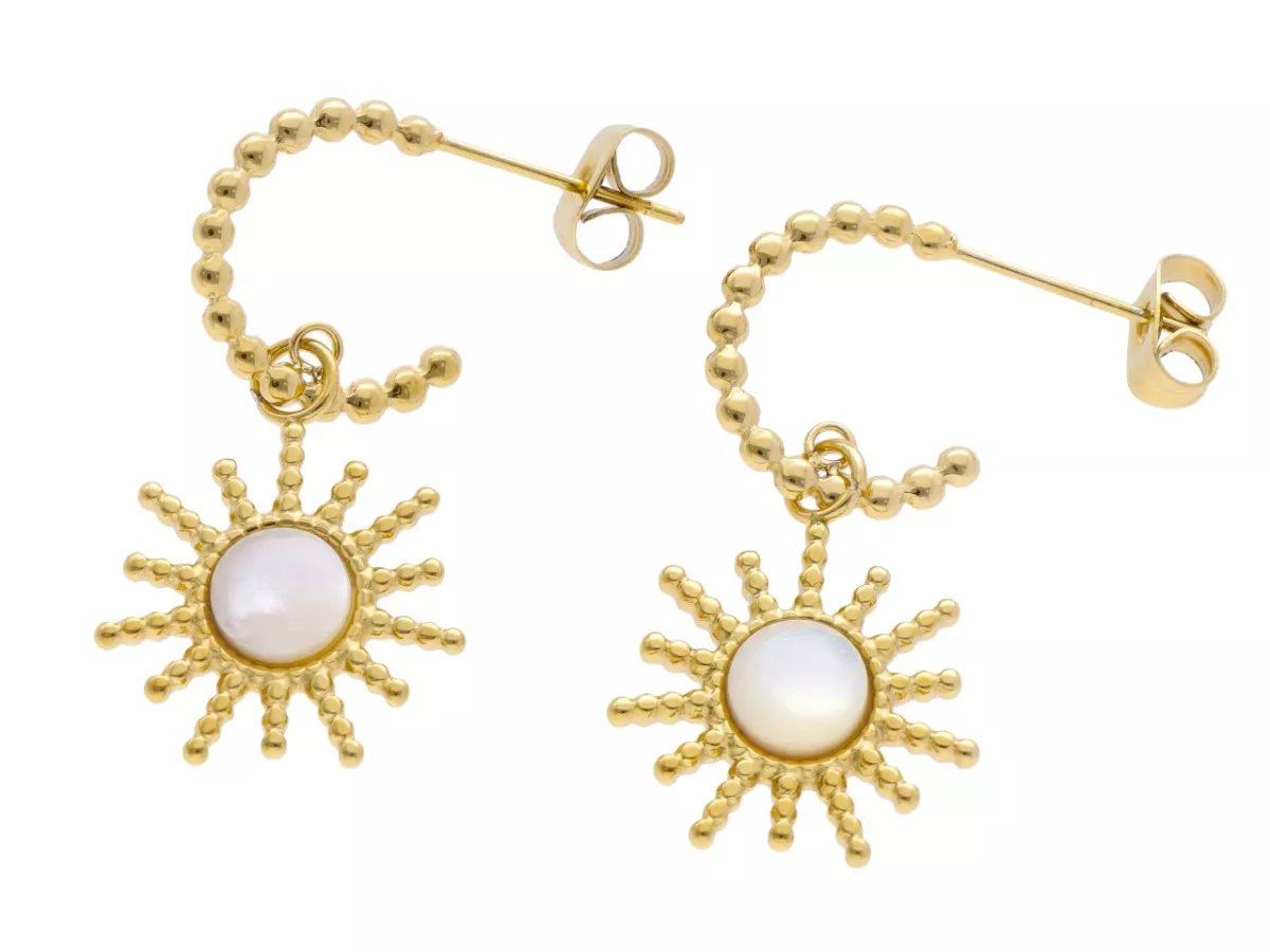 U1X15 KOLCZYKI MASA PERŁOWA I STAL CHIRURGICZNA 1 PARA