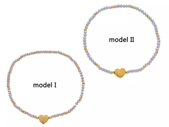 R4S72 BRANSOLETKA KRYSZTAŁKI HEMATYT I STAL CHIRURGICZNA NA GUMCE