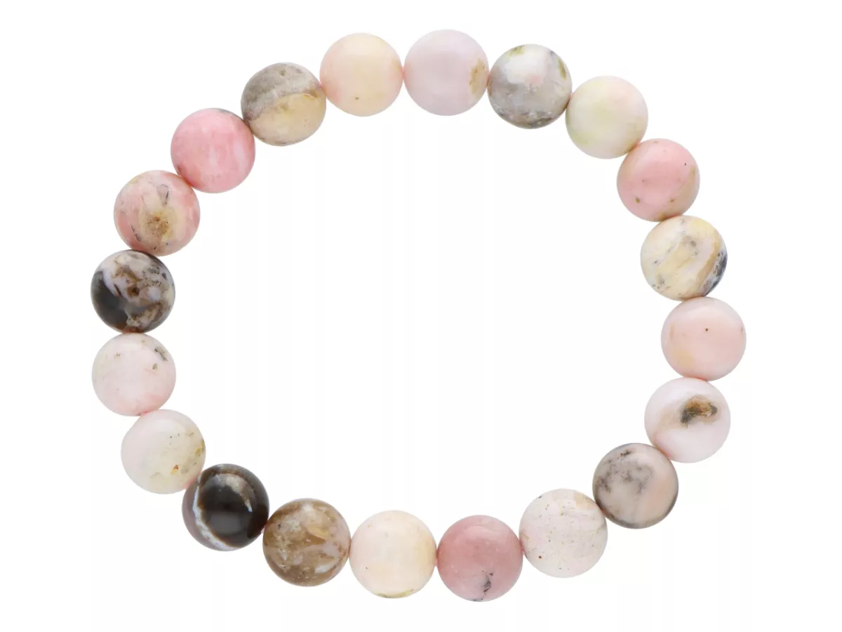 R4H39 BRANSOLETKA OPAL RÓŻOWY KULE 10,5 mm