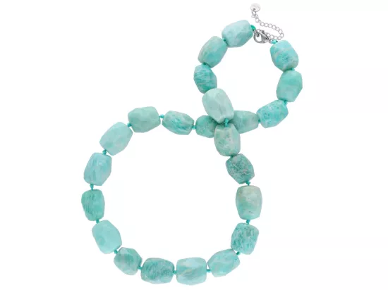 N3L30 NASZYJNIK AMAZONIT BRYŁKI FASETOWANE