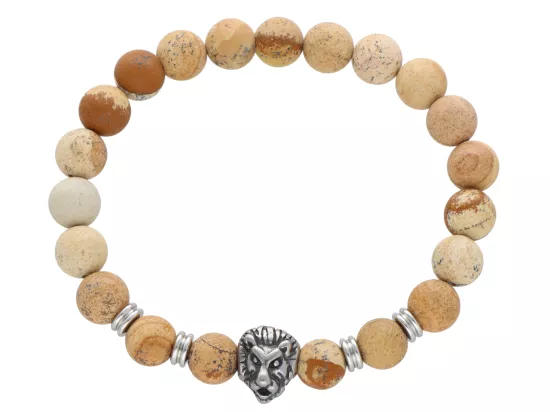 R4N53 BRANSOLETKA JASPIS OBRAZKOWY MATOWY KULE 8,5 mm