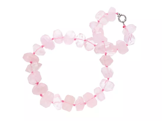 N3K50 NASZYJNIK KWARC RÓŻOWY BRYŁKI