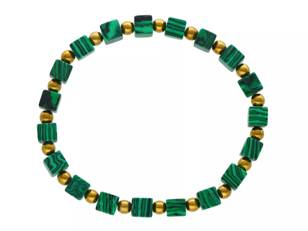 R4K69 BRANSOLETKA MALACHIT KOSTKI 6 mm