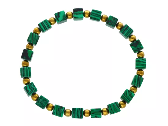 R4K69 BRANSOLETKA MALACHIT KOSTKI 6 mm