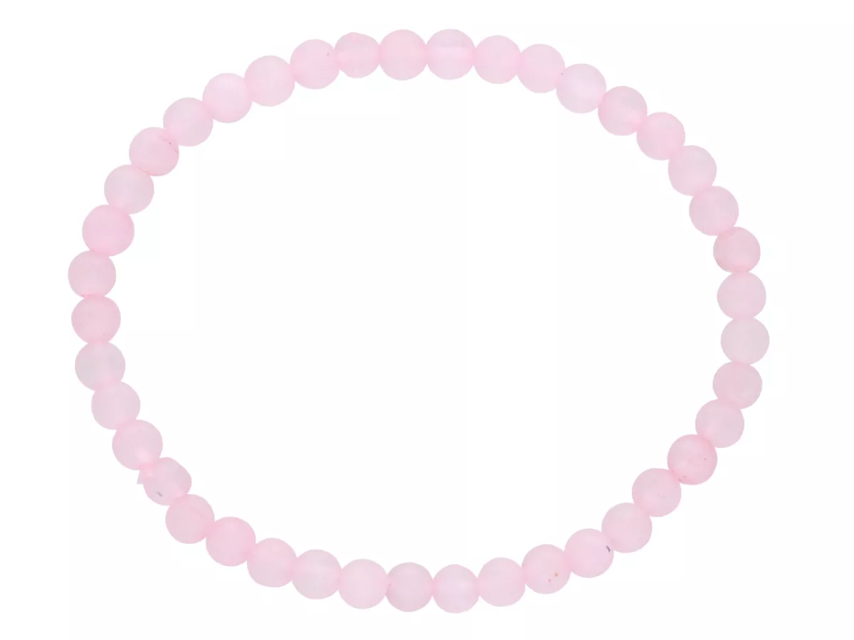 R4E29 BRANSOLETKA KWARC RÓŻOWY MATOWY KULE 4,5 mm