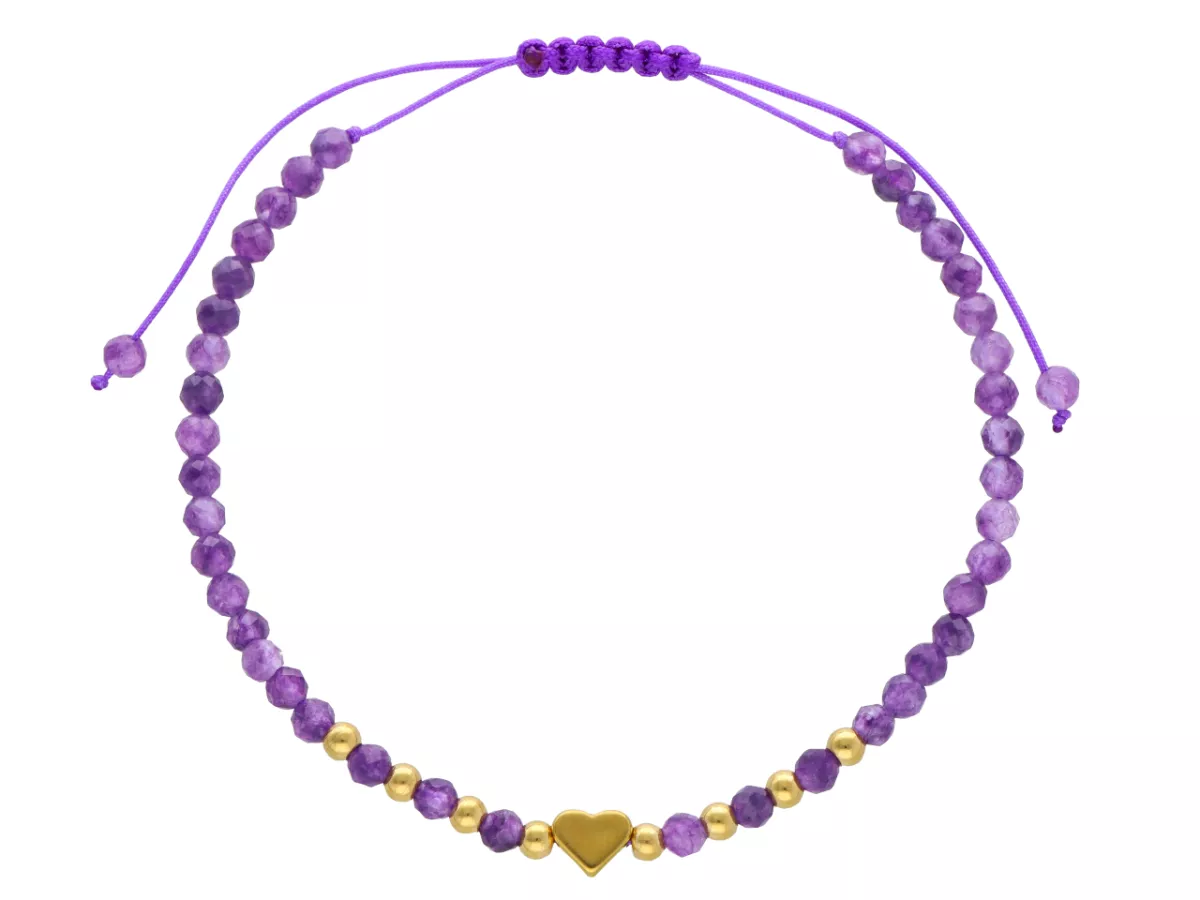 R4S06 BRANSOLETKA SHAMBALLA AMETYST I STAL CHIRURGICZNA