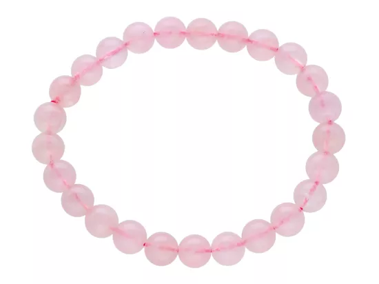 R4E98 BRANSOLETKA KWARC RÓŻOWY Z MADAGASKARU KULE 8 mm