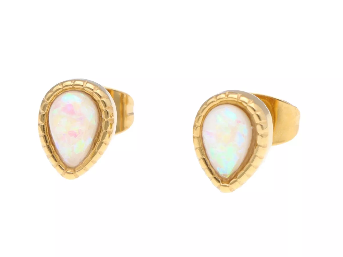 U1Y04 KOLCZYKI MASA PERŁOWA I STAL CHIRURGICZNA 1 PARA