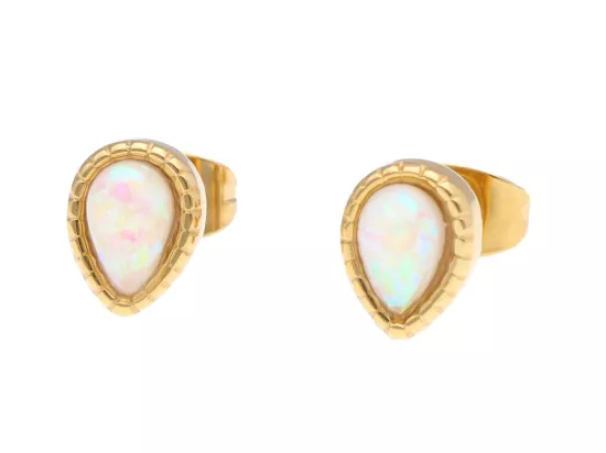 U1Y04 KOLCZYKI MASA PERŁOWA I STAL CHIRURGICZNA 1 PARA