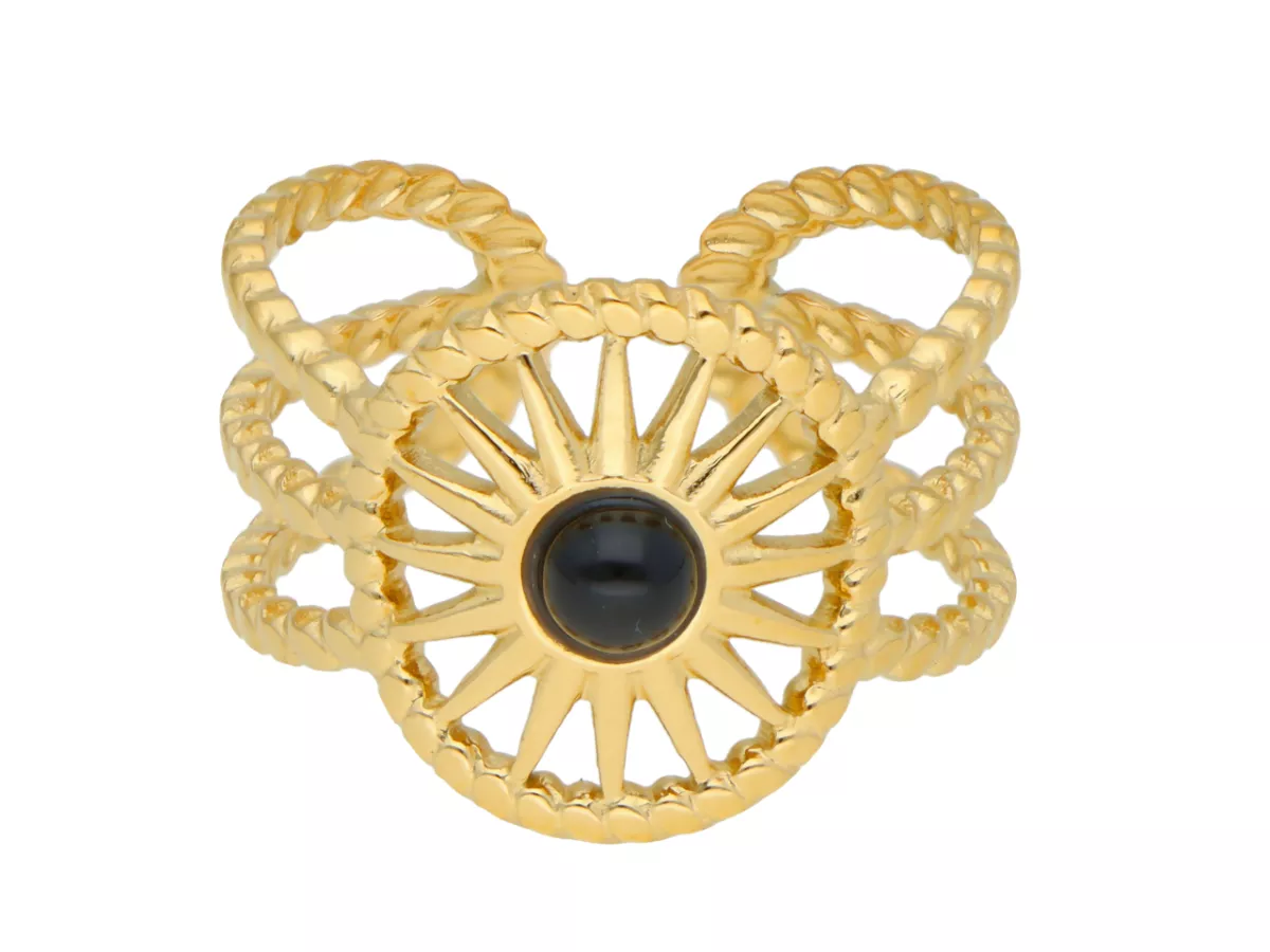 R4L90 PIERŚCIONEK ONYKS STAL CHIRURGICZNA 1 SZTUKA