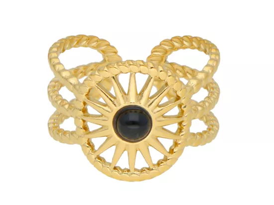 R4L90 PIERŚCIONEK ONYKS STAL CHIRURGICZNA 1 SZTUKA