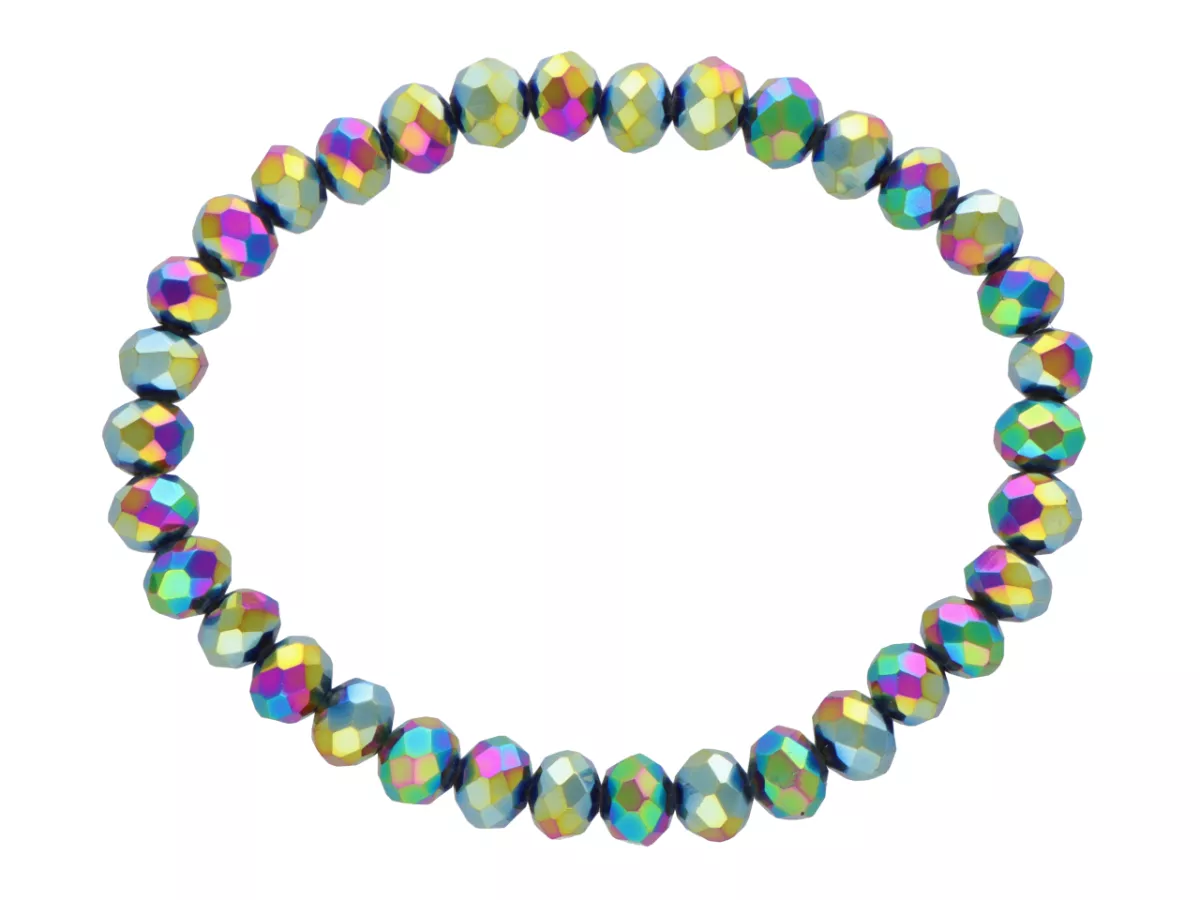 R4C94 BRANSOLETKA KRYSZTAŁKI 6 mm NA GUMCE