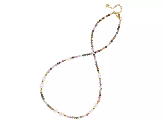 N3M66 NASZYJNIK TURMALIN I PERŁA NATURALNA