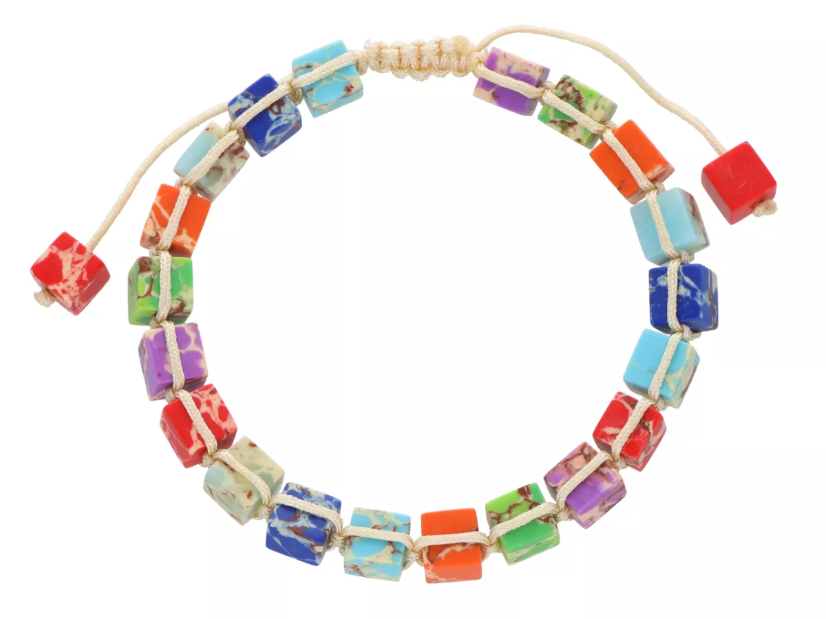 R4J51 BRANSOLETKA SHAMBALLA JASPIS CESARSKI KOSTKI