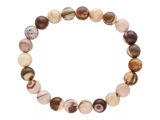 R1U97 BRANSOLETKA JASPIS ZEBRA BRĄZOWY KULE 10,5 mm