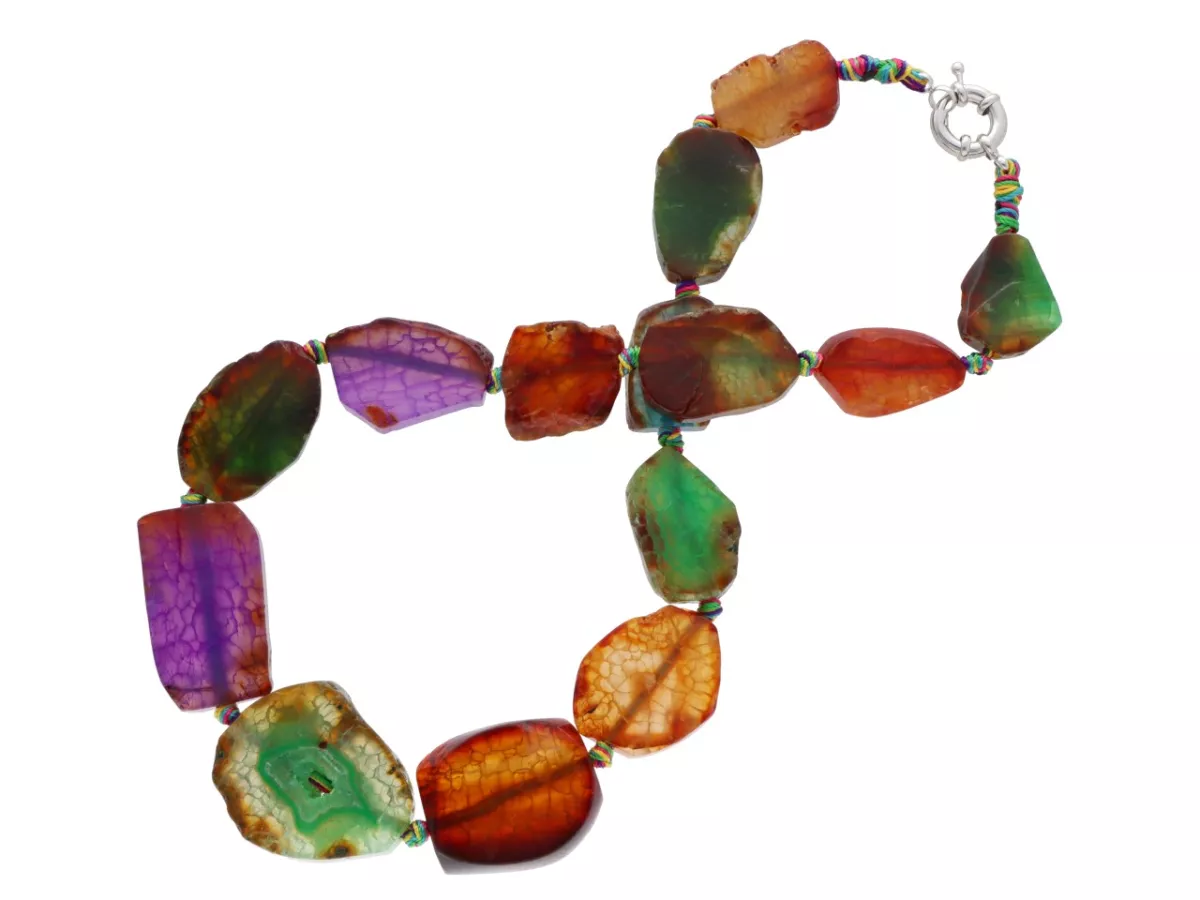 N2F29 NASZYJNIK AGAT MIX PLASTRY