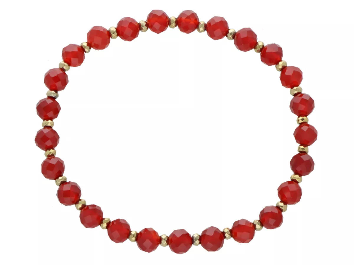 R5B73 BRANSOLETKA AGAT CZERWONY I HEMATYT