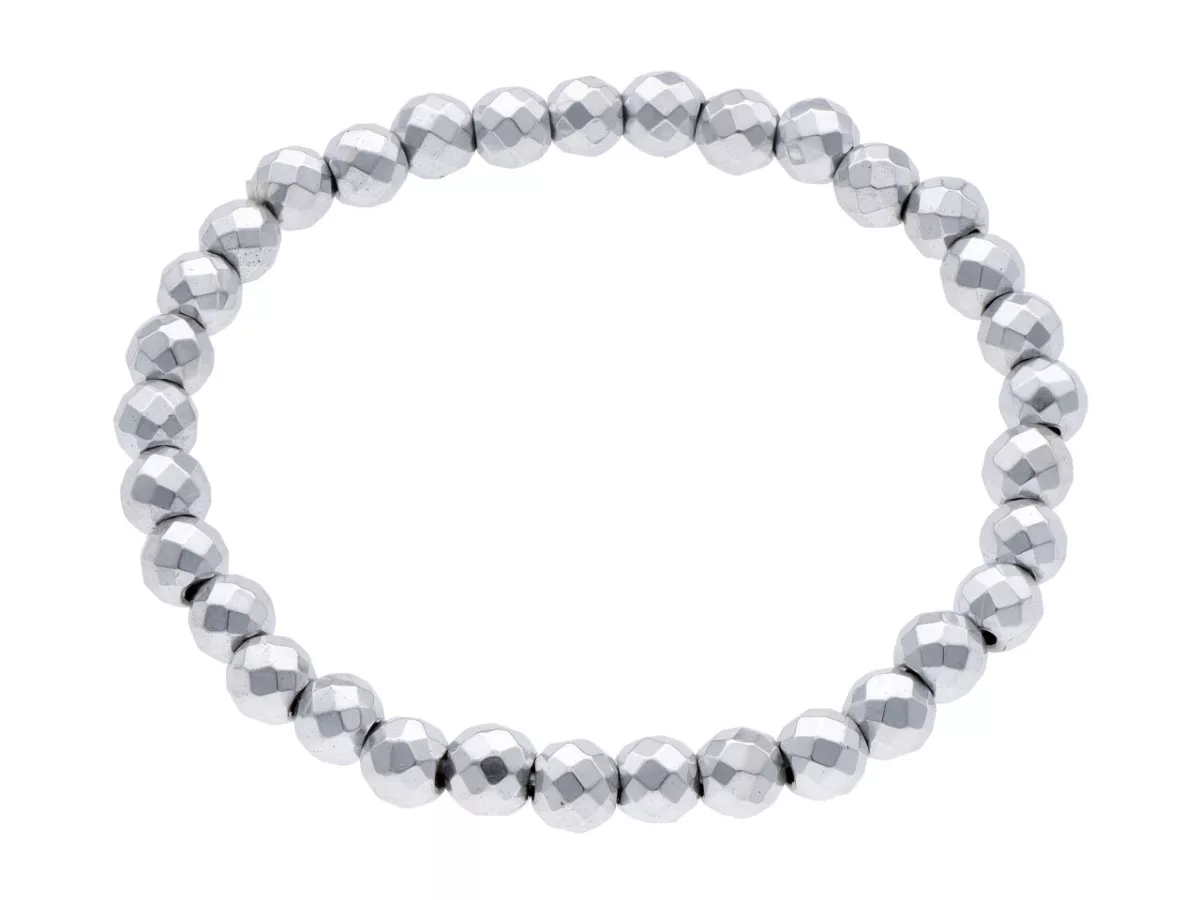 R2N46 BRANSOLETKA HEMATYT KULE FASET. 6 mm