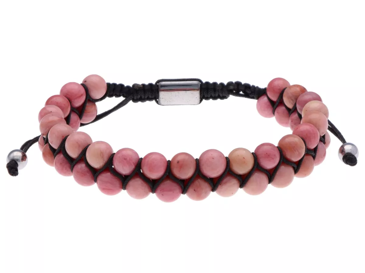 R4T49 BRANSOLETKA SHAMBALLA RODOCHROZYT I STAL CHIRURGICZNA