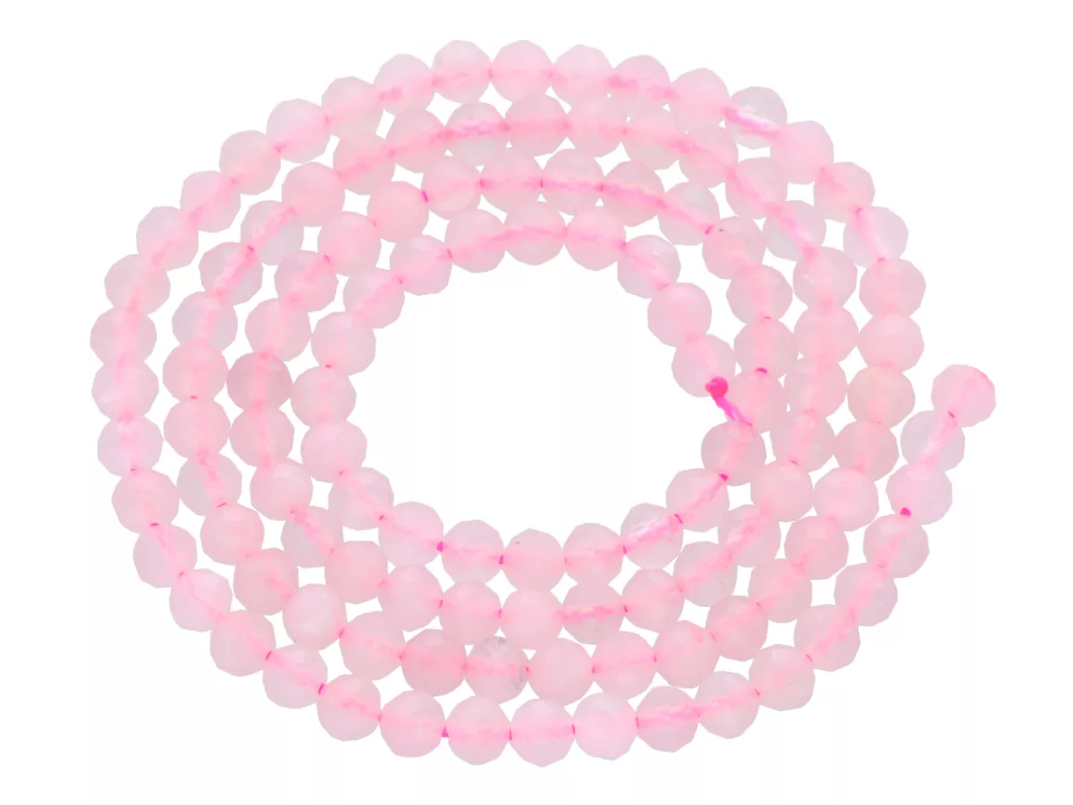 K7D77 KWARC RÓŻOWY KULE FASETOWANE 3 mm - 1 SZNUR