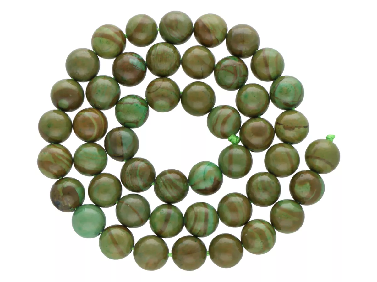 K6X73 JASPIS MORSKI BRĄZOWY KULE 8,5 mm - 1 SZNUR