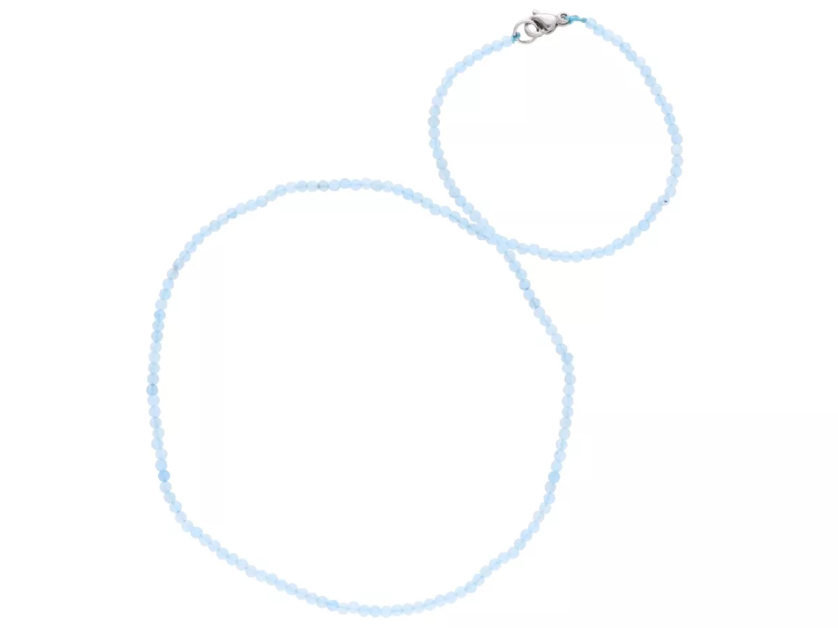 N2P22 NASZYJNIK AKWAMARYN KULE FASETOWANE 2 mm