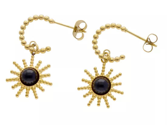 U1X16 KOLCZYKI ONYKS I STAL CHIRURGICZNA 1 PARA