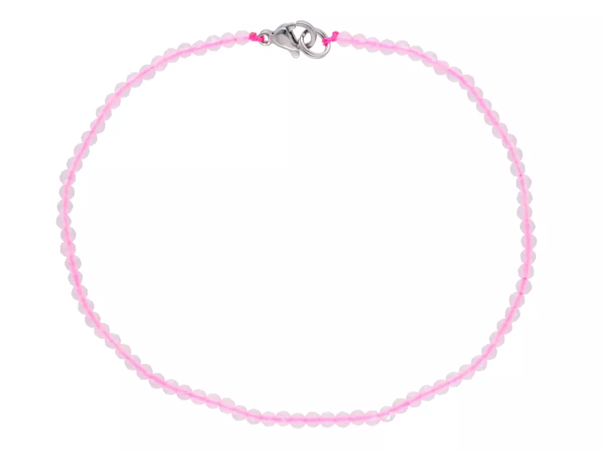 R3B16 BRANSOLETKA KWARC RÓŻOWY KULE FASETOWANE 2,5 mm